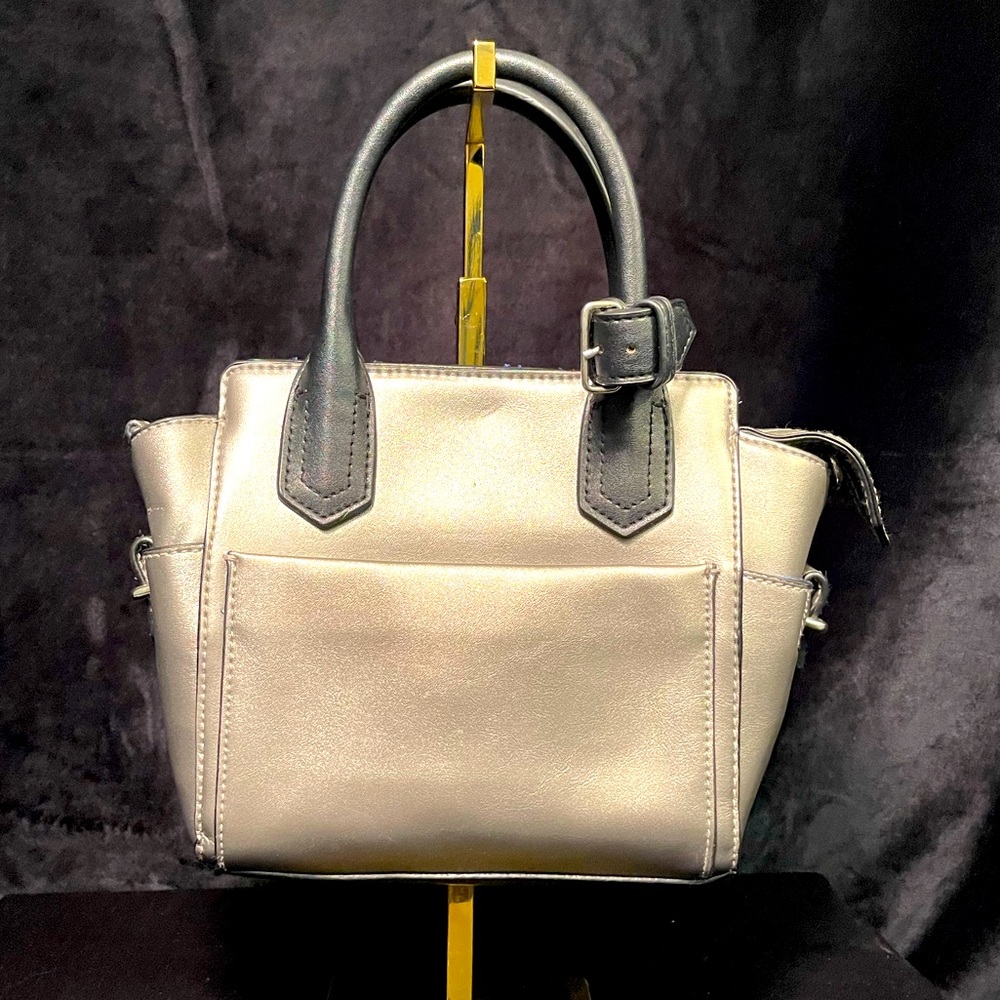 Reed silver and black satchel